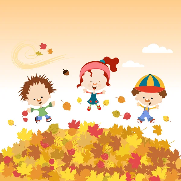 Děti se těší na podzim — Stockový vektor