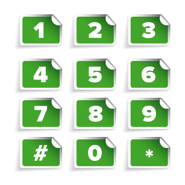 Number set vector label green — Stock Vector