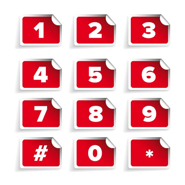 Number set vector label red — Stock Vector