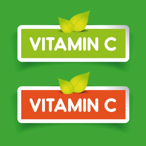 Vitamina C etiqueta vector conjunto — Archivo Imágenes Vectoriales