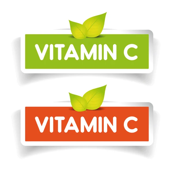 Vitamina C etiqueta vector conjunto — Archivo Imágenes Vectoriales