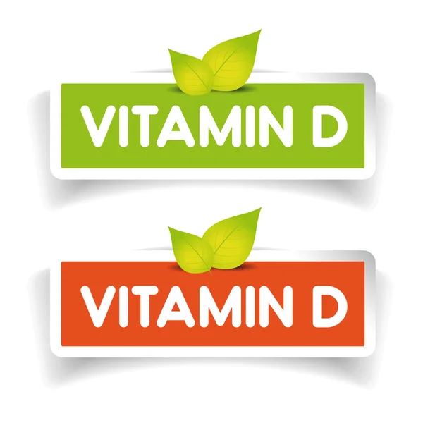 Vitamin D label vektor set - Stok Vektor