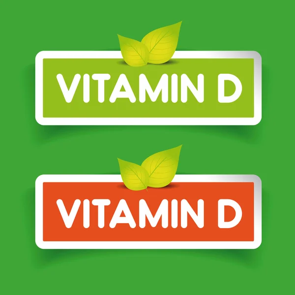 Vitamina D etiqueta vector conjunto — Archivo Imágenes Vectoriales