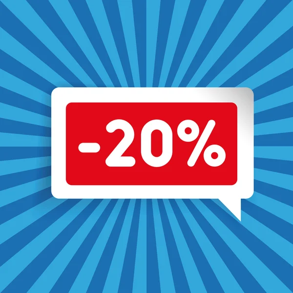 Sale label speech bubble twenty percent off — Stock Vector