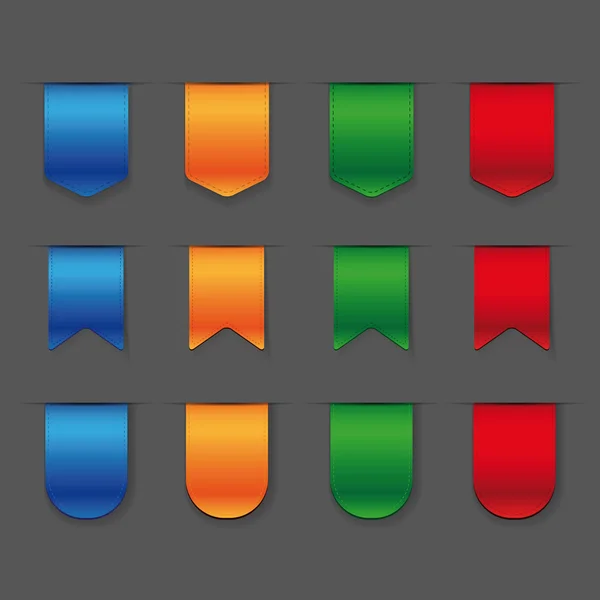Ensemble de rubans vectoriels - rouge, bleu, vert, orange — Image vectorielle