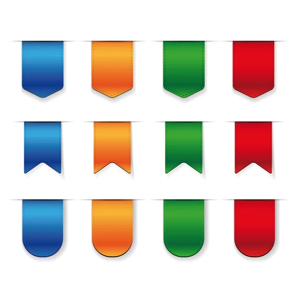 Vektor Ribbon set - merah, biru, hijau, oranye - Stok Vektor