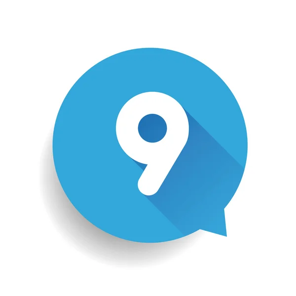 Number nine 9 speech bubble blue — Stock Vector