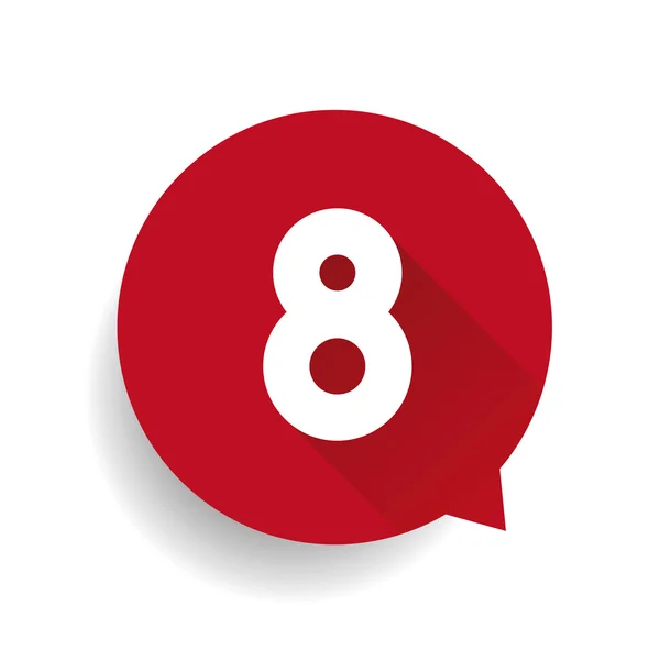 Number eight 8 speech bubble red — Stock Vector