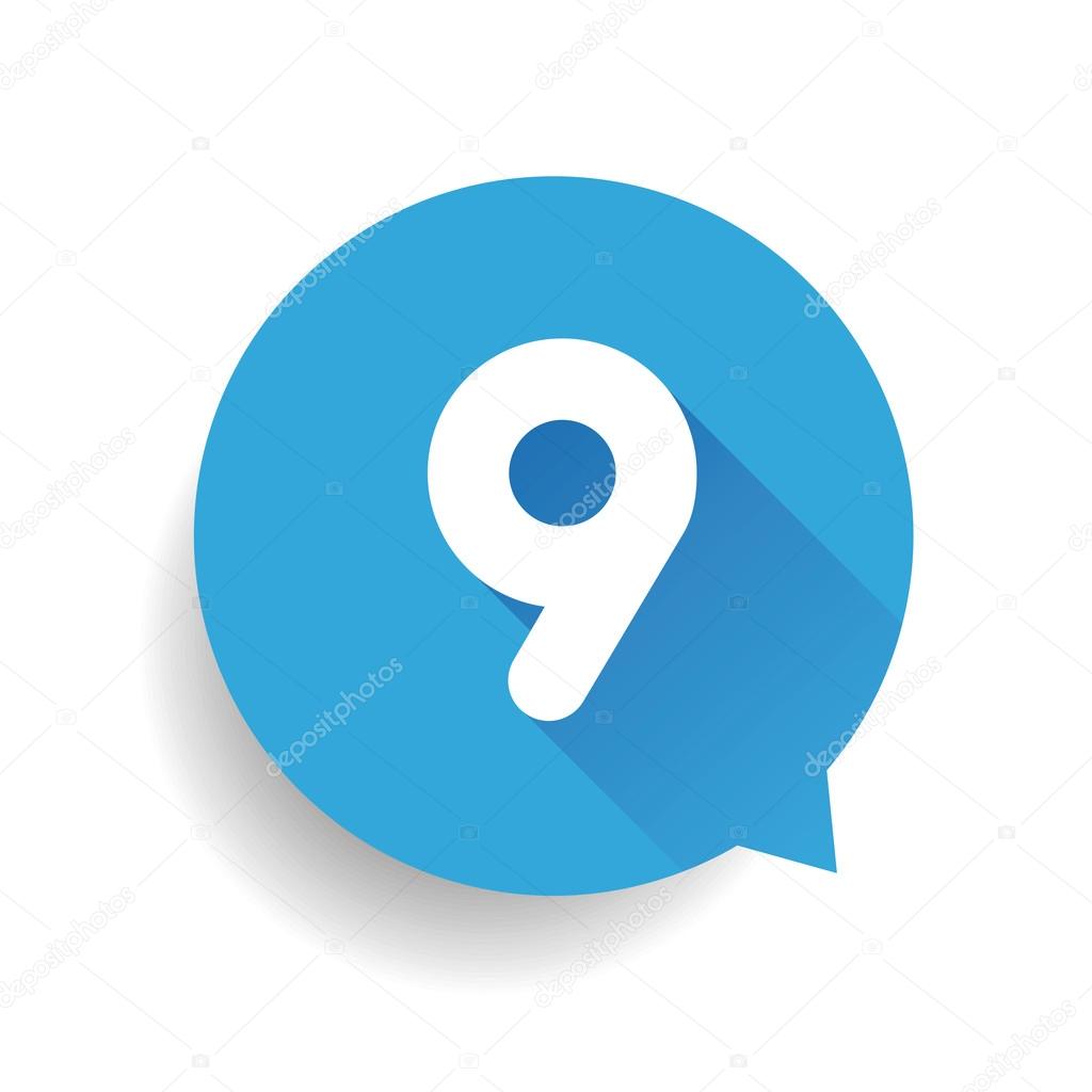 Number nine 9 speech bubble blue