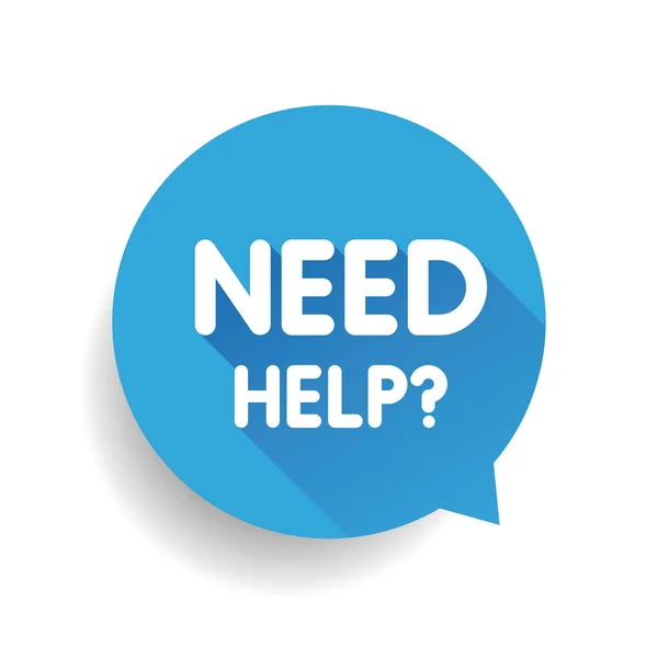 Need help? (question icon) Speech bubble vector blue — Stock Vector