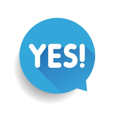 Evet konuşma balonu vektör işareti etiket