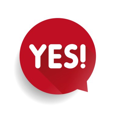 Evet konuşma balonu vektör işareti etiket