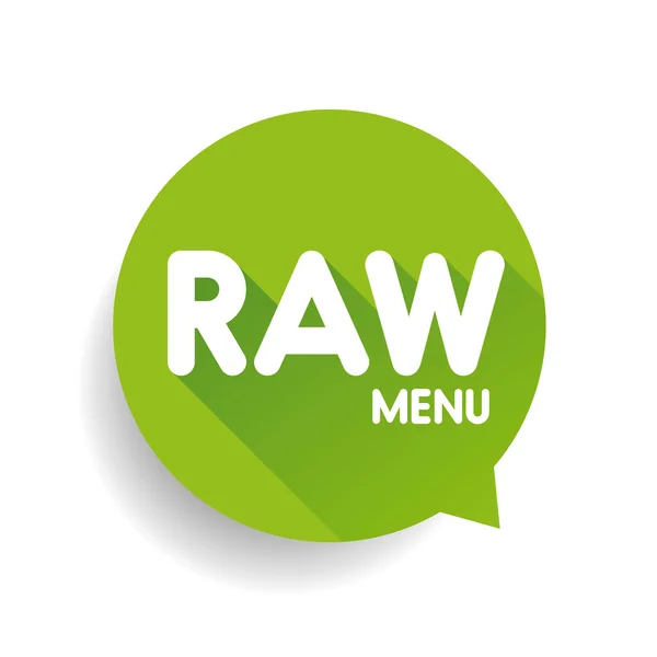 Raw Food Menu rótulo vetor verde —  Vetores de Stock