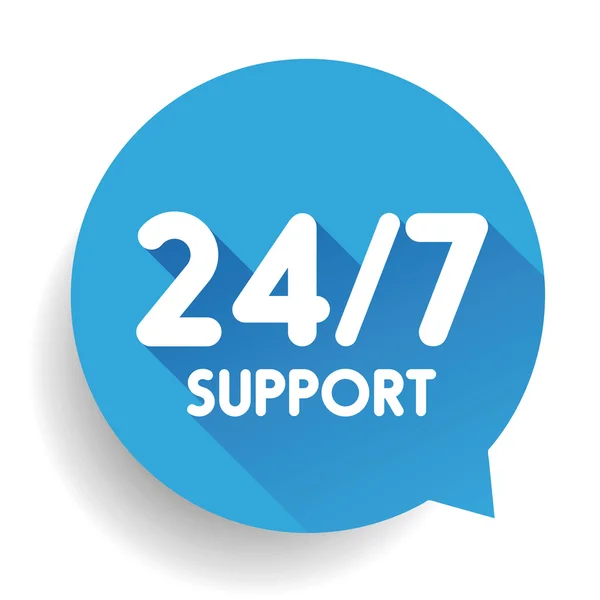 Pulsante di supporto 24 / 7 blu — Vettoriale Stock