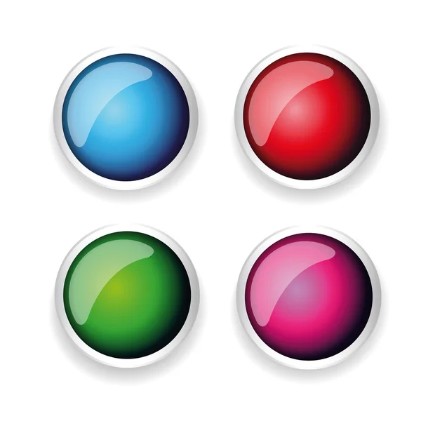 Colorful shiny button set with metallic elements — Stock Vector