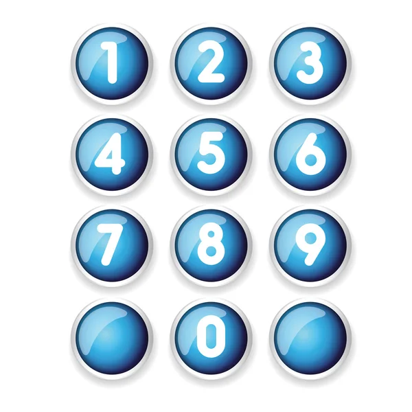 Blue button number set vector — Stock Vector