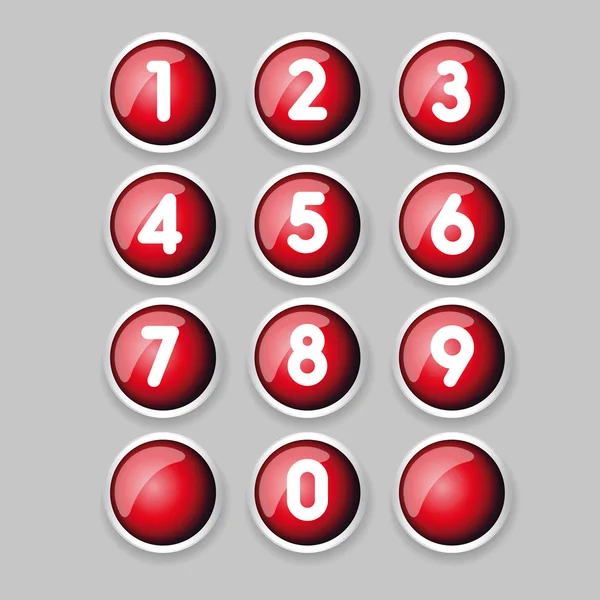 Red button number set vector — Stock Vector