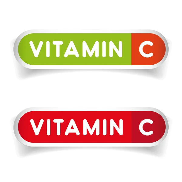 Vitamina C etiqueta signo vector conjunto — Archivo Imágenes Vectoriales
