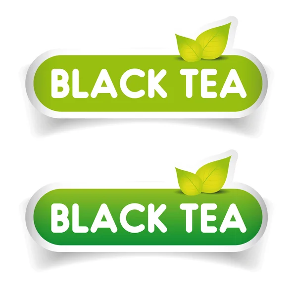 Czarna herbata znak etykiety wektor — Wektor stockowy