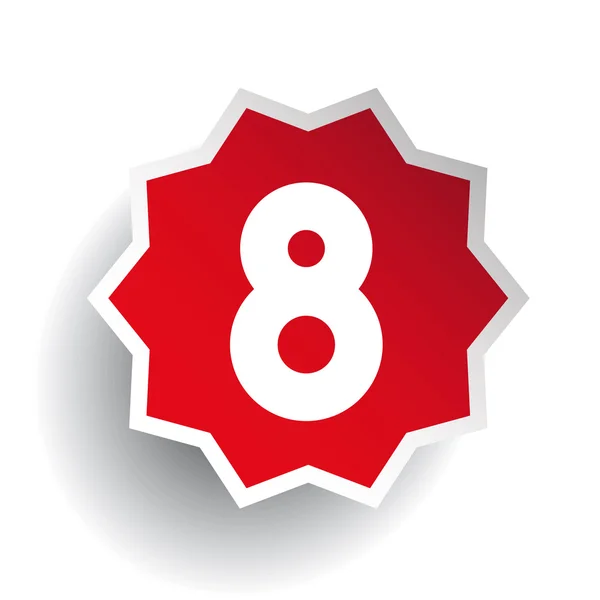Número oito 8 estrelas vermelho — Vetor de Stock