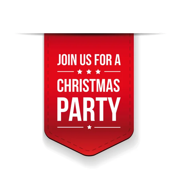 Christmas Party Invitation vector red ribbon — Stock Vector