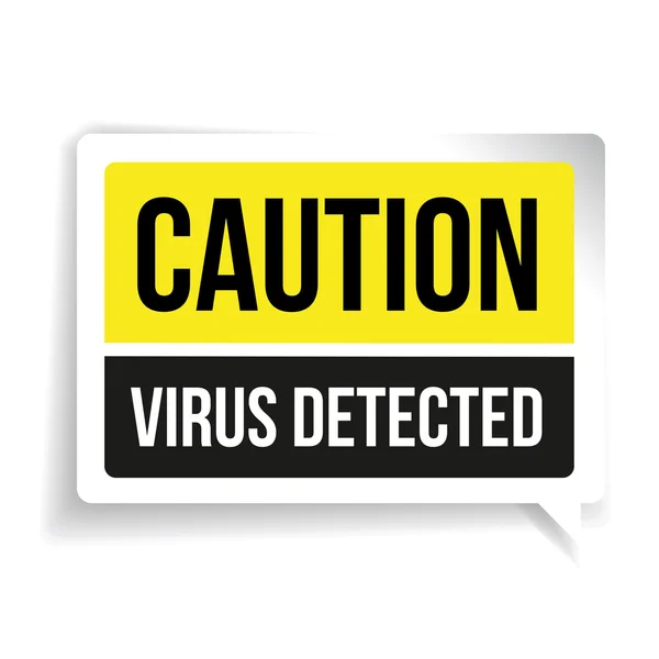 Virus de precaución detectado. Signo concepto de seguridad — Vector de stock