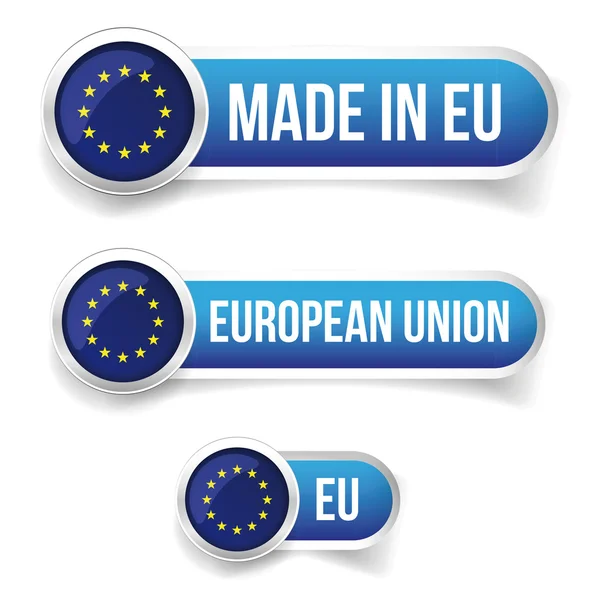 Tlačítko vlajky EU a Made in Eu tlačítko — Stockový vektor