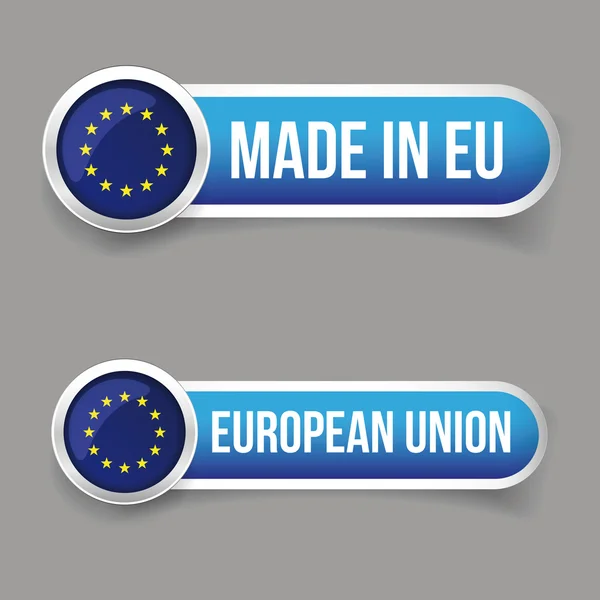 Tlačítko vlajky EU a Made in Eu tlačítko — Stockový vektor