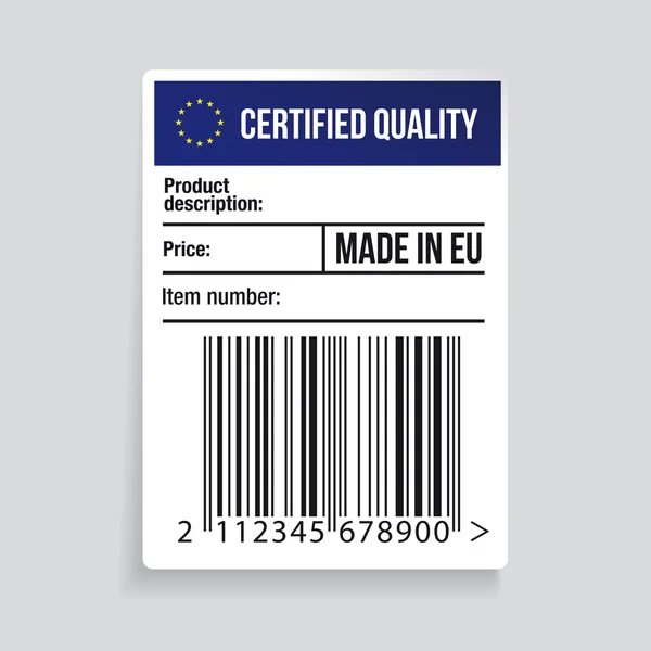 EU Barcode label vector - Calidad certificada — Vector de stock