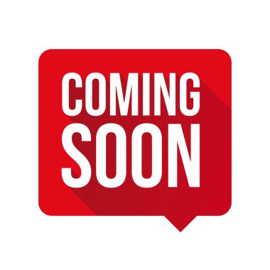 Etiket vektör kırmızı konuşma balonu coming soon