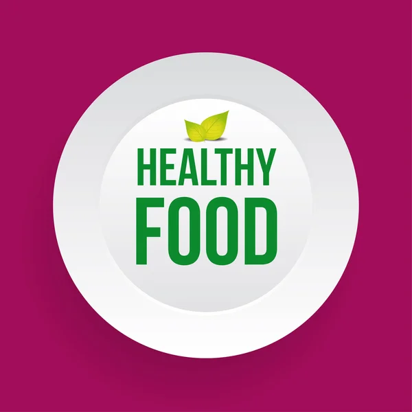 Healthy Food sign on plate vector — Stock Vector