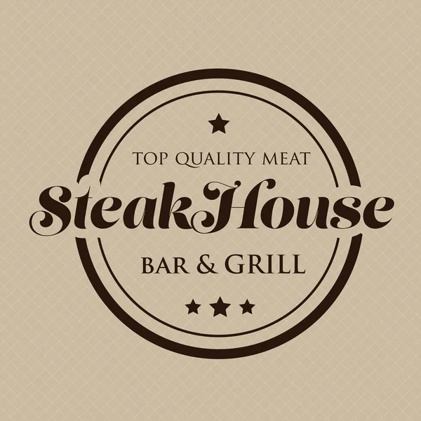 Steakhouse stempel logo - barbecue en bar — Stockvector