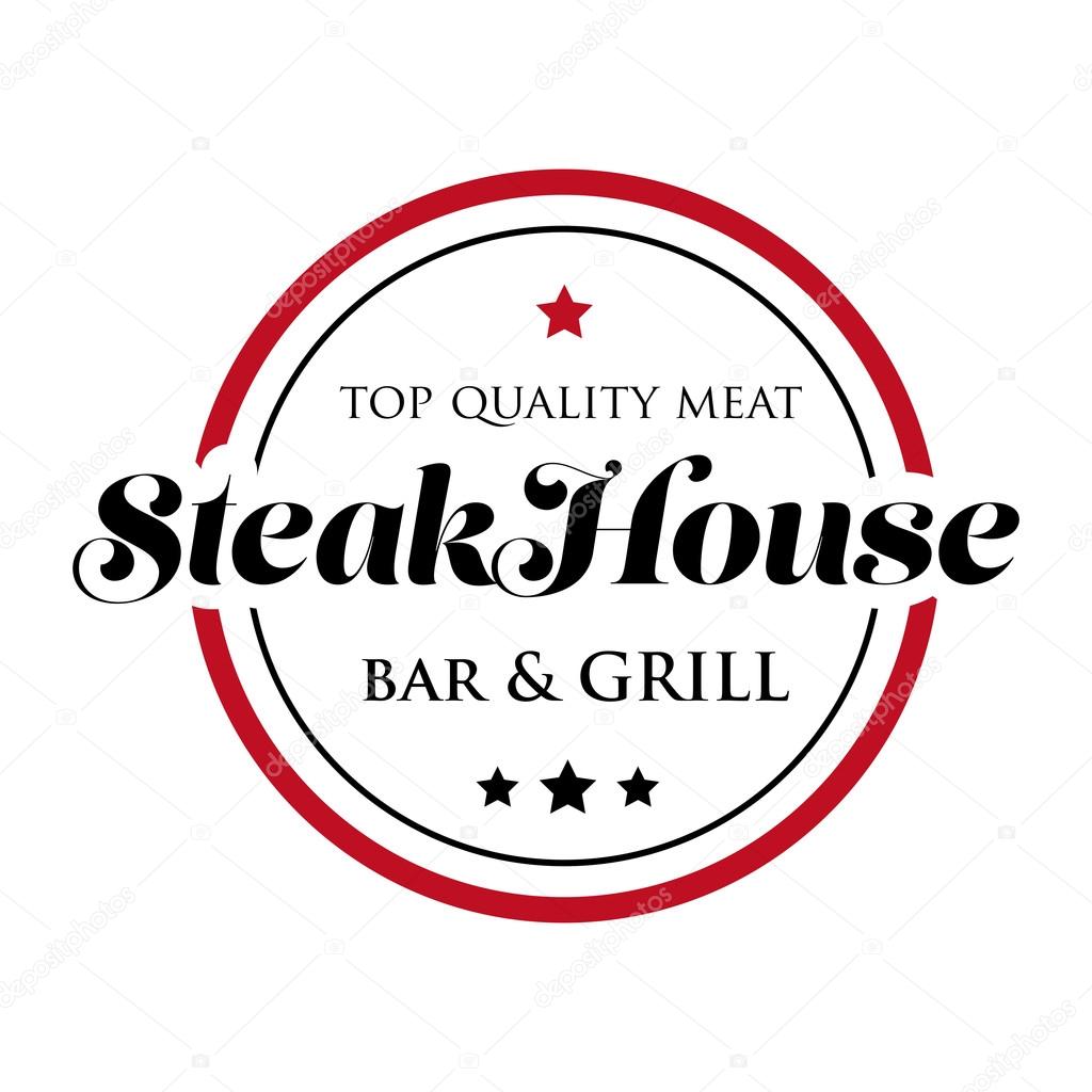 Steakhouse stamp logo - grill and bar