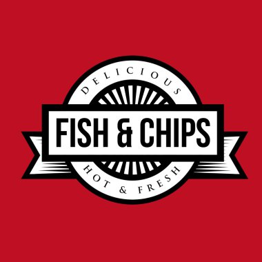 Balık ve cips vintage damgası
