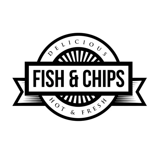 Sello vintage de pescado y patatas fritas — Archivo Imágenes Vectoriales