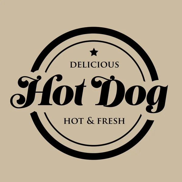 Hot Dog pão salsicha mostarda carimbo vintage — Vetor de Stock