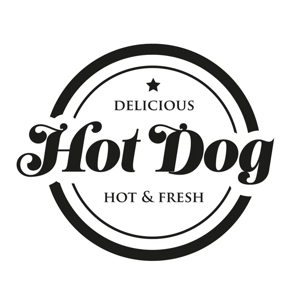 Hot Dog pão salsicha mostarda carimbo vintage —  Vetores de Stock