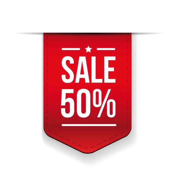 Venda 50% off banner vermelho ribon — Vetor de Stock