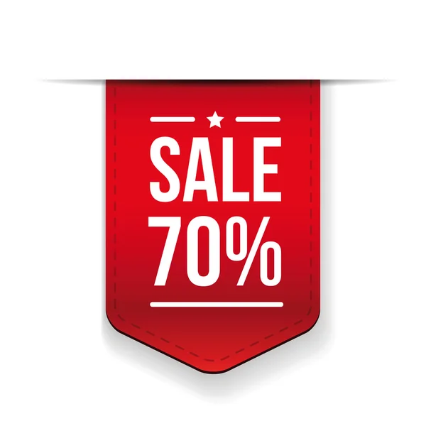 Venda 70% off banner vermelho ribon —  Vetores de Stock