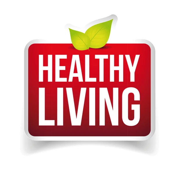 Healthy Living button vector red — Stock Vector