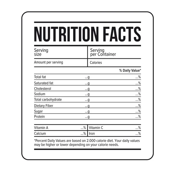 Datos nutricionales etiqueta plantilla vector — Vector de stock