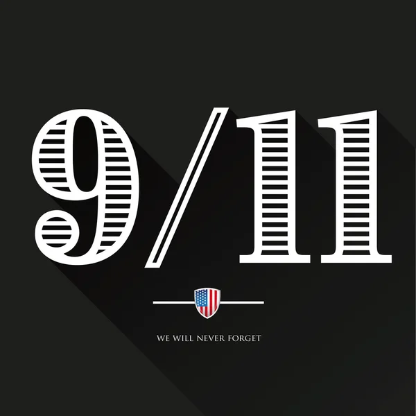 9-11, asla - 11 Eylül 2001 unutmayacağız — Stok Vektör