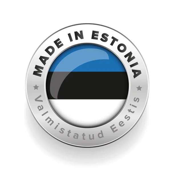 メイドイン エストニア銀ボタン-エストニア語翻訳 — ストックベクタ