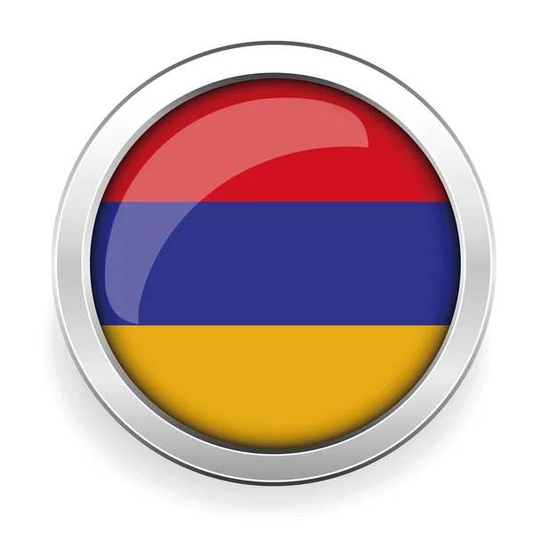 Armenien flagga silver knapp — Stock vektor