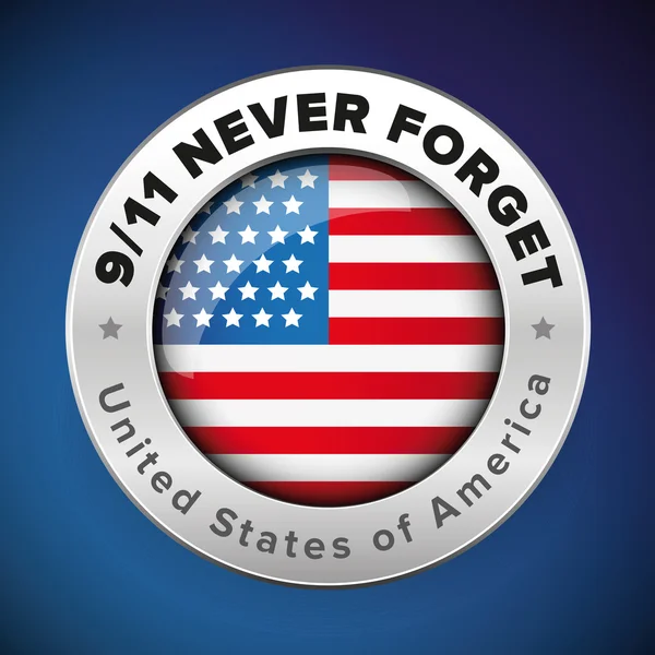 Flag of USA with sign We will never forget 9/11 — Stock Vector