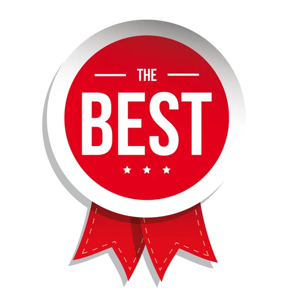 The Best award label with red ribbon — Stock Vector