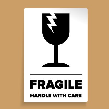 Kırılgan ambalaj etiket veya etiket vektör