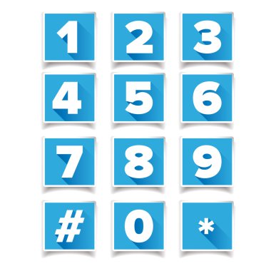 Sayı Icon set kare mavi
