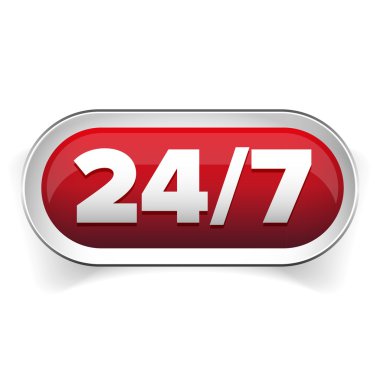 24 7 simgesi. bir gün ve haftanın 7 günü 24 Saat Açık