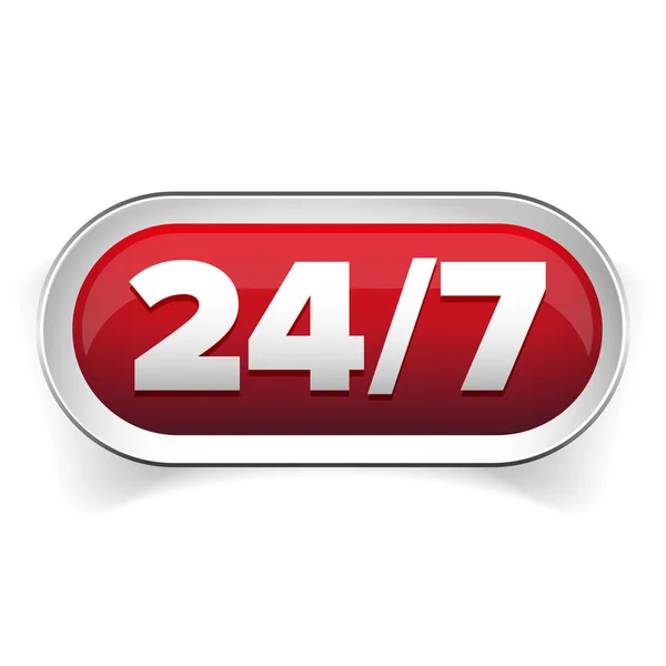 Icono 24 7. abierto las 24 horas del día y los 7 días de la semana — Vector de stock